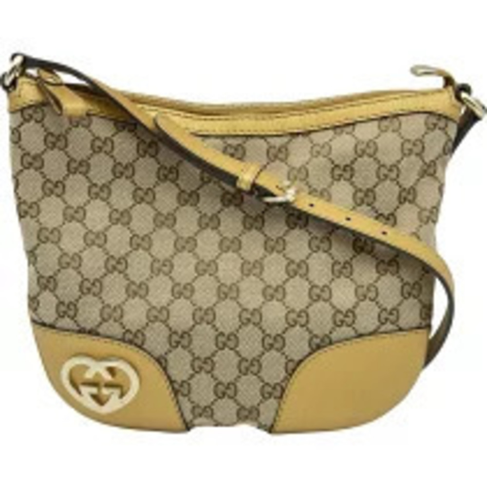 Gucci GG Canvas Lovely Heart Shoulder Bag Bronze Brown